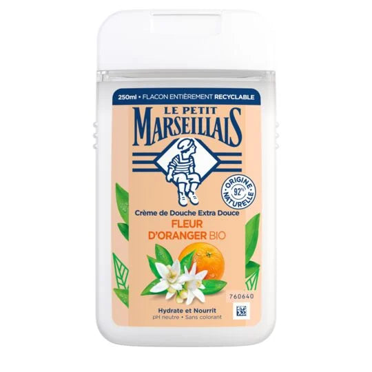 オレンジフラワー シャワークリーム 天然成分 92% フランスのLPM「ル・プティ・マルセイユ (Le Petit Marseillais)」 250ml ボディウォッシュ Fleur d'oranger Bio