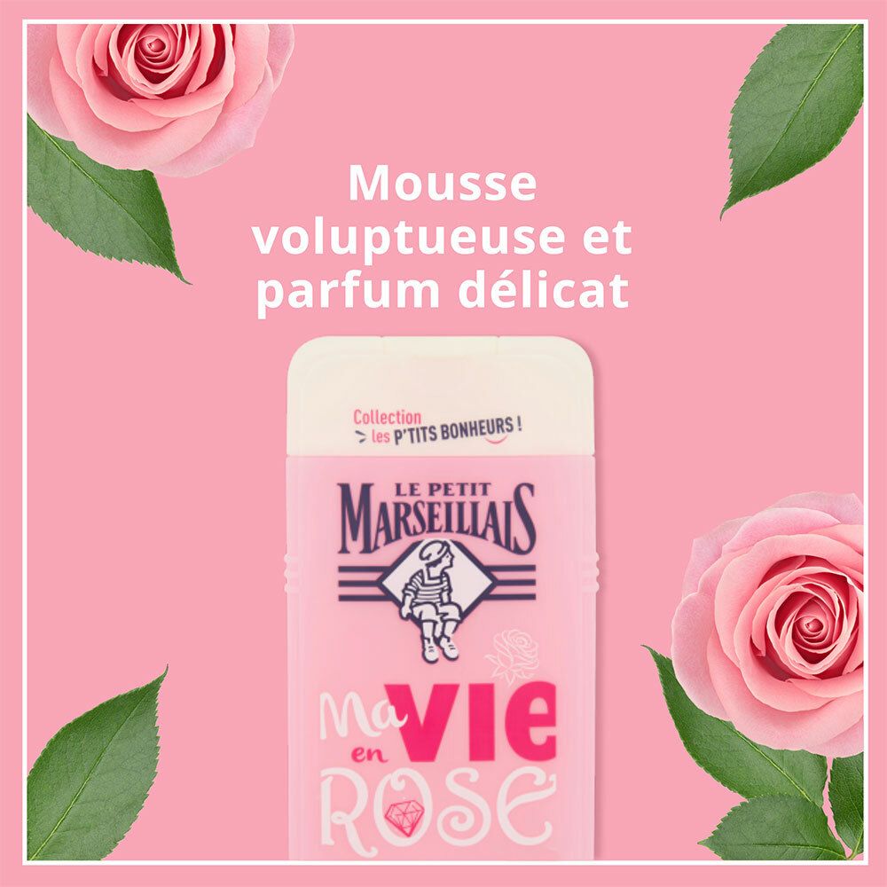 「バラ」シャワークリーム フランスの「ル・プティ・マルセイユ (Le Petit Marseillais)」 les P’TITS BONHEURS 250ml ボディウォッシュ