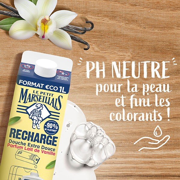 バニラ シャワークリーム 詰め替え 1000ml フランスのLPM「ル・プティ・マルセイユ (Le Petit Marseillais)」 Lait De Vanille 1L