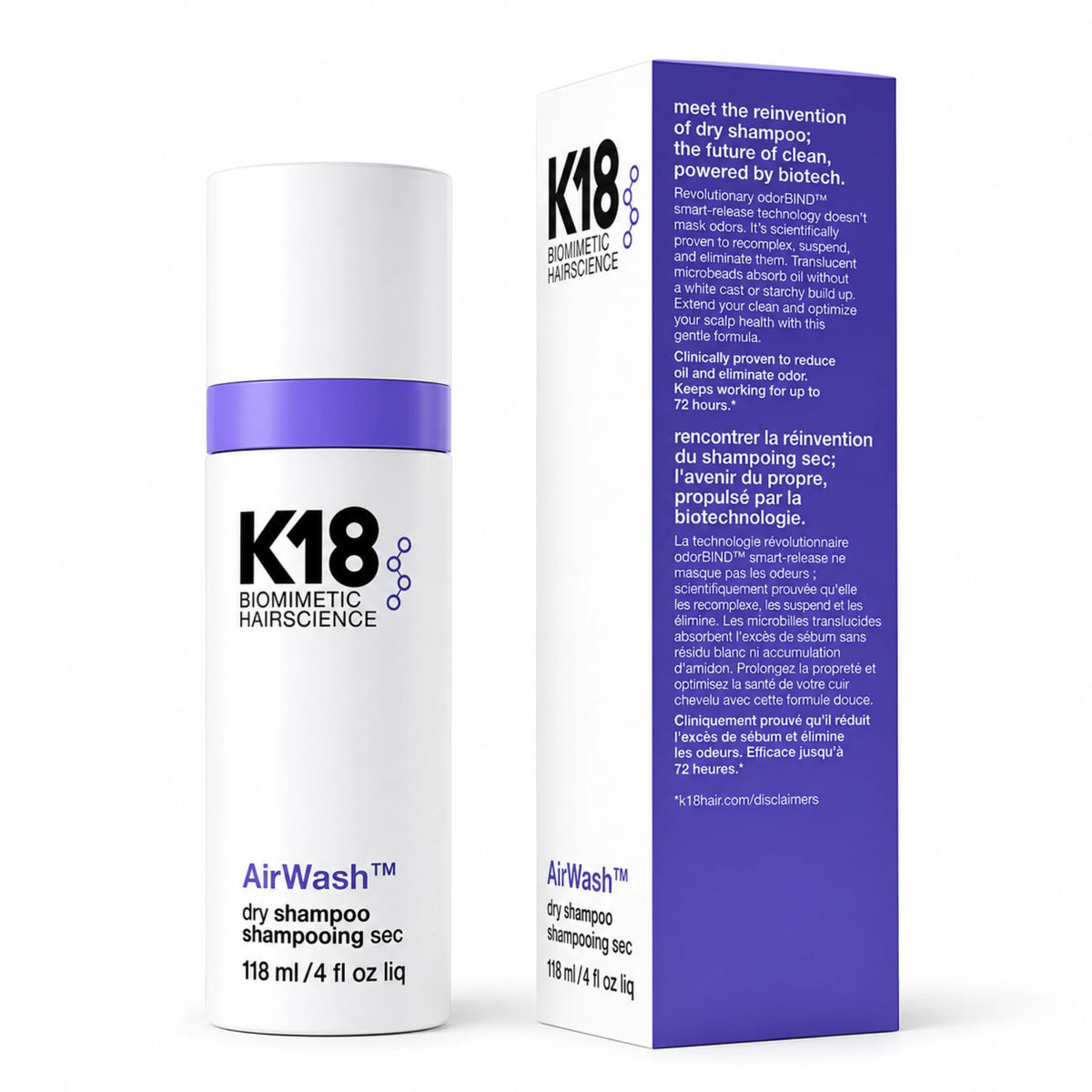 K18 AirWash™ Dry Shampoo 118ml – Non-Aerosol Spray