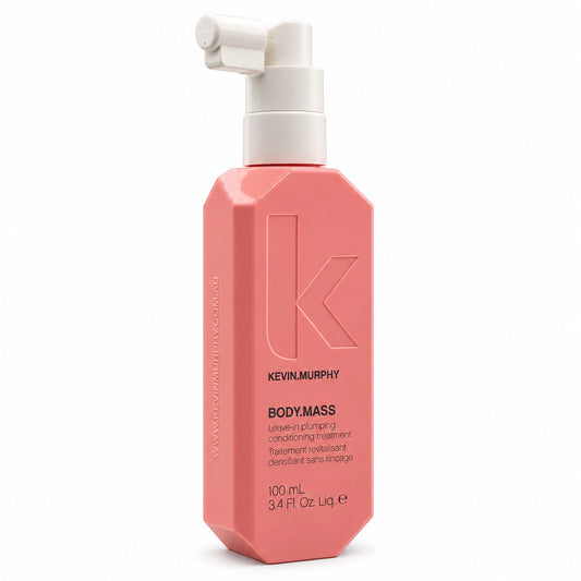 Kevin Murphy Body.Mass Leave-in Purging Conditioning Treatment in a coral pink octagonal bottle with a white pump dispenser, shown on a white background.

KEVIN.MURPHY ケビンマーフィー ボディマス 100ml 洗い流さないトリートメント