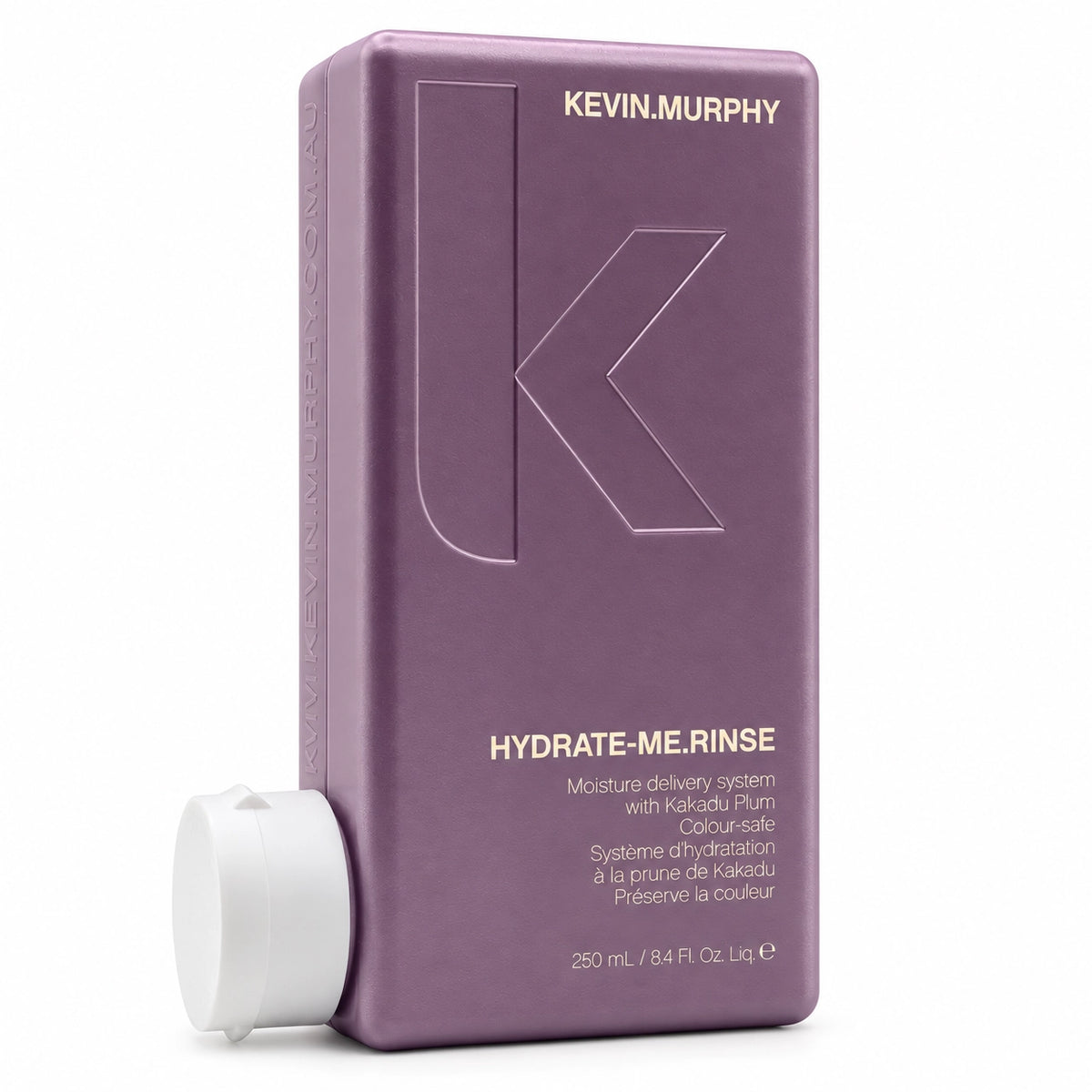 Kevin Murphy Hydrate-Me Rinse in Karada Plum, shown in a purple rectangular bottle with a white flip-top cap on a white background.

KEVIN.MURPHY ケビンマーフィー ハイドレートミー リンス 250ml 保湿コンディショナー