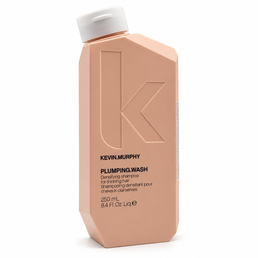 Kevin Murphy Plumping Wash shaming hair in a faceted peach-colored bottle with a white cap, shown on a white background.

KEVIN.MURPHY ケビンマーフィー プランピング ウォッシュ 250ml シャンプー
