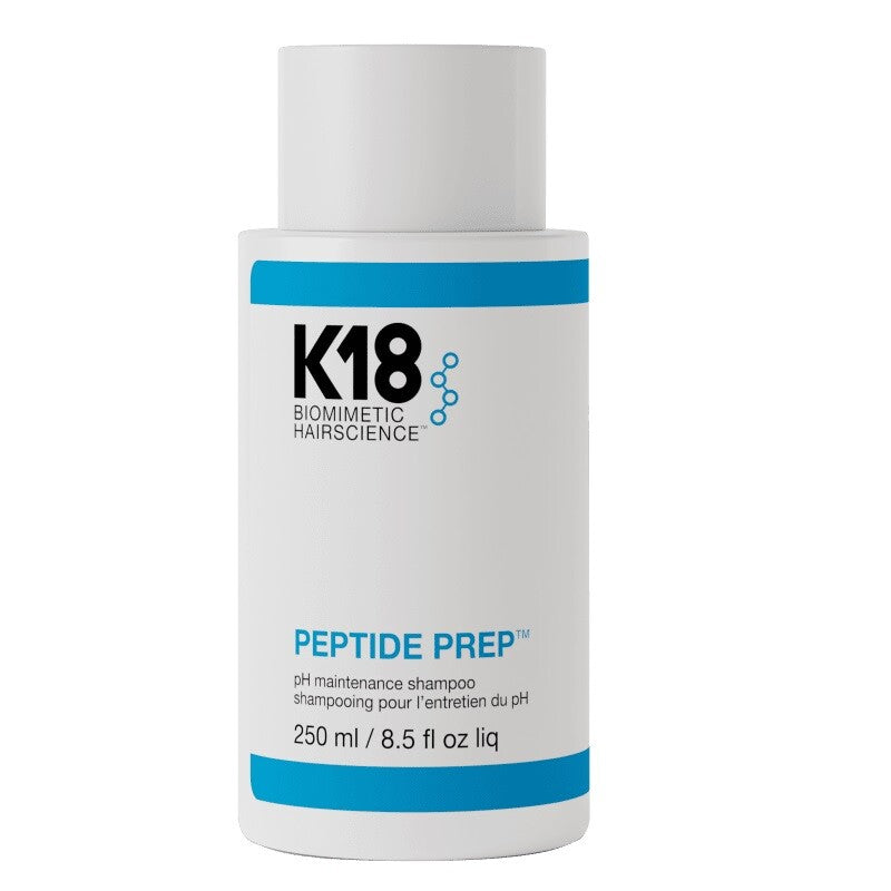 K18 Peptide Prep shampoo bottle on a white background.

K18 pHメンテナンス シャンプー 250ml。