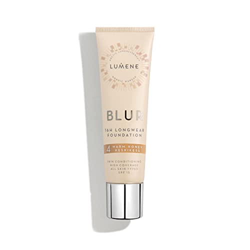 Lumene ルメネ ビーガン 16時間 ロング・ウェア ファンデーション BLUR 16H Longwear Foundation 4 ウォーム・ハニー 全肌 SPF15-30ml “4 Warm Honey” - All Skin Types - 30ml - SPF15 - Vegan