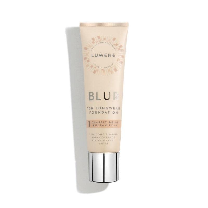 Lumene ルメネ ビーガン 16時間 ロング・ウェア ファンデーション BLUR 16H Longwear Foundation 1 クラシック・ベージュ 全肌 SPF15-30ml “1 Classic Beige” - All Skin Types - 30ml - SPF15 - Vegan